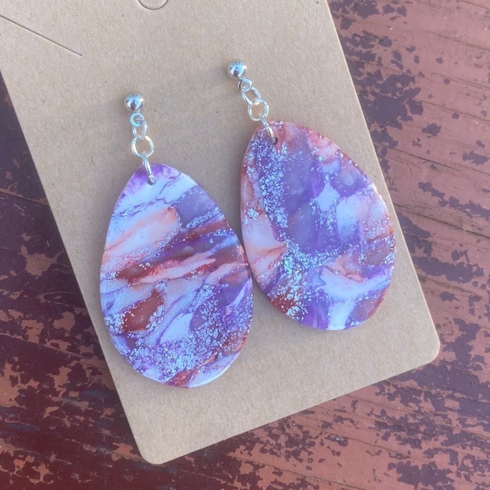 Marbled polymer clay earrings